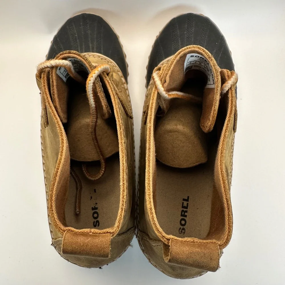 Sorel Out N About Duck Boots Womens 8 Tan Black Waterproof Rain Snow Gorpcore